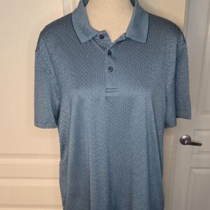 Perry Ellis Textured Blue Polo Shirt